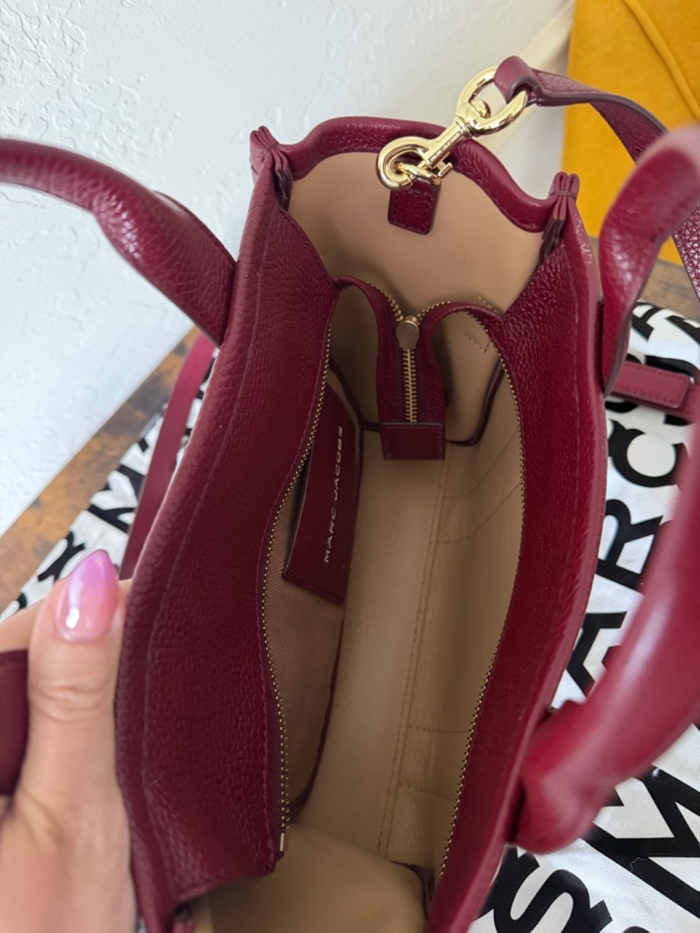 Marc Jacobs Pebbled Leather Small Tote in Cherry - Picture 3 of 9